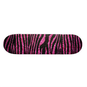 Roze en zwarte zebra Afdrukken (faux glitter) Persoonlijk Skateboard
