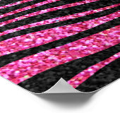 Roze en zwarte zebra Afdrukken (faux glitter) Poster (Hoek)