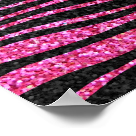 Roze en zwarte zebra Afdrukken (faux glitter) Poster (Hoek)