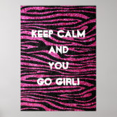 Roze en zwarte zebra Afdrukken (faux glitter) Poster (Voorkant)