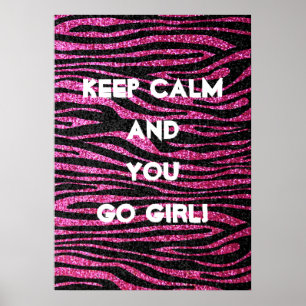 Roze en zwarte zebra Afdrukken (faux glitter) Poster