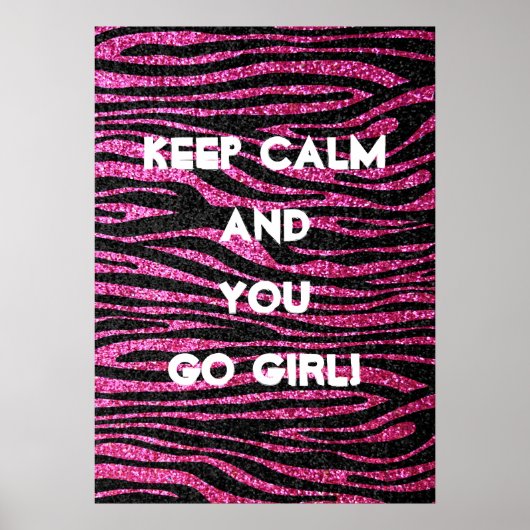 Roze en zwarte zebra Afdrukken (faux glitter) Poster (Voorkant)