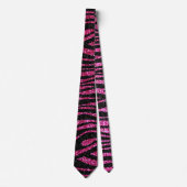 Roze en zwarte zebra Afdrukken (faux glitter) Stropdas (Voorkant)