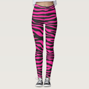 Roze en zwarte zebra afdrukken leggings