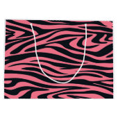 Roze en Zwarte Zebra Animal Print Gift Bag Groot Cadeauzakje (Achterkant)