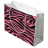 Roze en Zwarte Zebra Animal Print Gift Bag Groot Cadeauzakje (Achterkant Gekanteld)