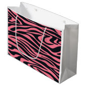 Roze en Zwarte Zebra Animal Print Gift Bag Groot Cadeauzakje (Voorkant Gekanteld)