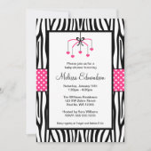 Roze en zwarte Zebra Baby shower Kaart (Voorkant)