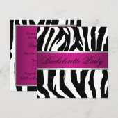 Roze en zwarte Zebra Bachelorette Party Kaart (Voorkant / Achterkant)