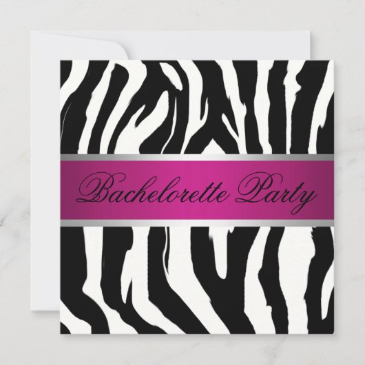 Roze en zwarte Zebra Bachelorette Party Kaart (Voorkant)