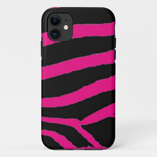 Roze en zwarte zebra bontprint Case-Mate iPhone case (Achterkant)