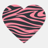 Roze en zwarte Zebra dierenprint Hart Sticker (Voorkant)