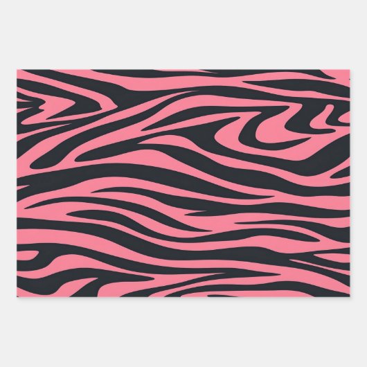 Roze en zwarte Zebra dierenprint Inpakpapier Vel (Voorkant 2)