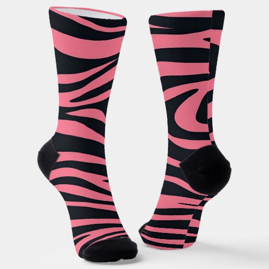 Roze en zwarte Zebra dierenprint Sokken (Gebogen)