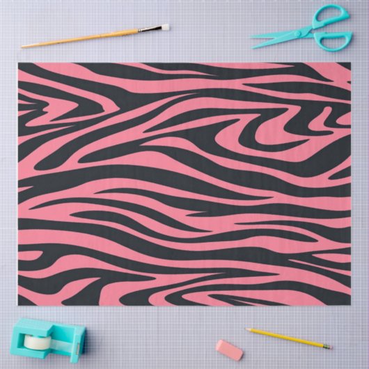 Roze en zwarte Zebra dierenprint Tissuepapier (Craft)