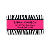 Roze en zwarte Zebra Etiket (Voorkant)