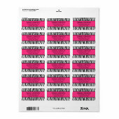 Roze en zwarte Zebra Etiket (Full Sheet)