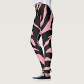 Roze en zwarte Zebra gestreepte Leggings (Links)