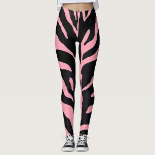 Roze en zwarte Zebra gestripte Leggings
