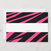 Roze en zwarte Zebra meisjes Uitnodigen Kaart (Achterkant)