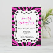 Roze en zwarte zebra mode, blije verjaardag kaart (Staand voorkant)