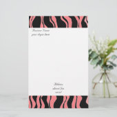 Roze en Zwarte Zebra Patroon Briefpapier (Staand voorkant)