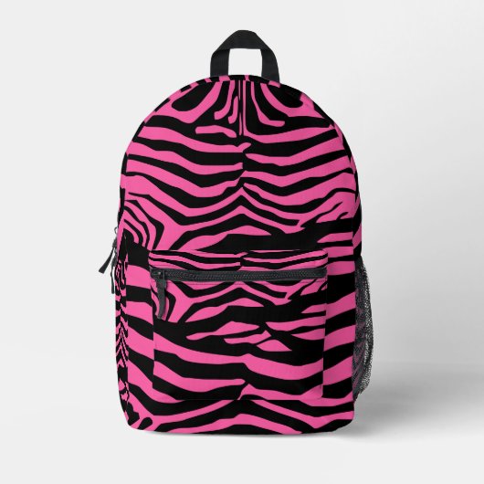 Roze en zwarte Zebra Pattern Bedrukte Rugzak (Voorkant)