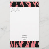 Roze en zwarte Zebra Pattern Briefpapier (Voorkant)