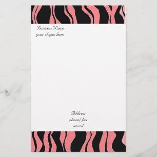 Roze en zwarte Zebra Pattern Briefpapier