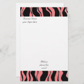 Roze en zwarte Zebra Pattern Briefpapier (Voorkant / Achterkant)