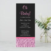 Roze en zwarte zebra Print Baby shower Kaart (Staand voorkant)