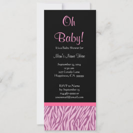 Roze en zwarte zebra Print Baby shower Kaart