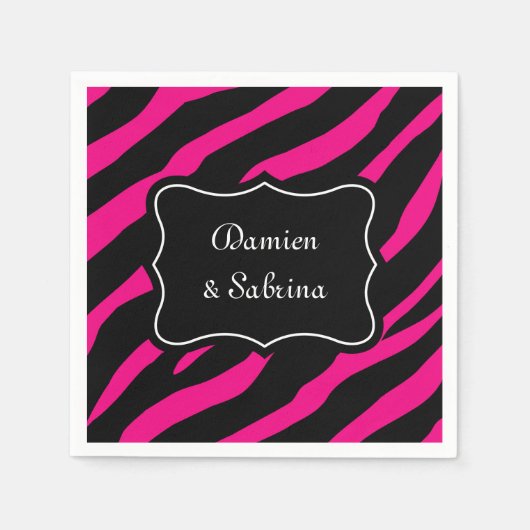 Roze en zwarte zebra print servetten | gepersonali (Voorkant)