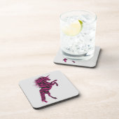 Roze en zwarte zebra Print Unicorn Bier Onderzetter (Rechterzijde)