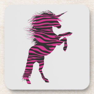 Roze en zwarte zebra Print Unicorn Bier Onderzetter