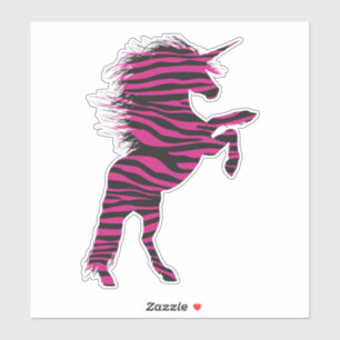 Roze en zwarte zebra Print Unicorn Sticker
