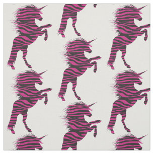 Roze en zwarte zebra Print Unicorn Stof