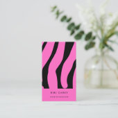 Roze en zwarte zebra print Visitekaartje (Staand voorkant)