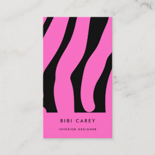 Roze en zwarte zebra print Visitekaartje