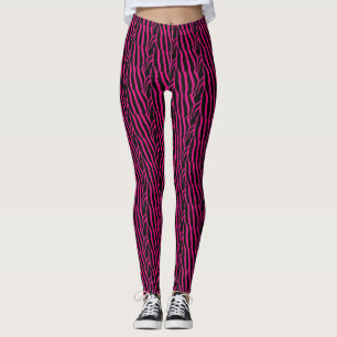 Roze en Zwarte Zebra Streep Patroon Leggings