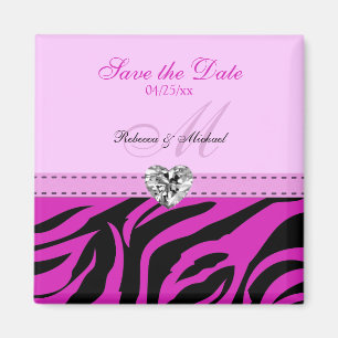 Roze en Zwarte Zebra Strepen Save the Date Magnets Magneet