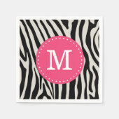 Roze en Zwarte Zebra Stripe Custom Monogram Servetten (Voorkant)