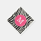 Roze en Zwarte Zebra Stripe Custom Monogram Servetten (Hoek)