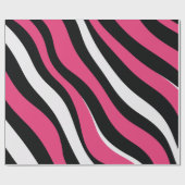 Roze en Zwarte Zebra Stripes Cadeaupapier (Vlak)