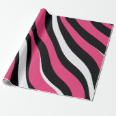 Roze en Zwarte Zebra Stripes Cadeaupapier (Uitgerold)