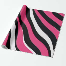 Roze en Zwarte Zebra Stripes Cadeaupapier