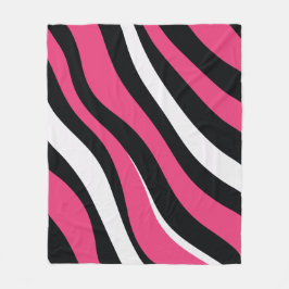 Roze en Zwarte Zebra Stripes Fleece Deken