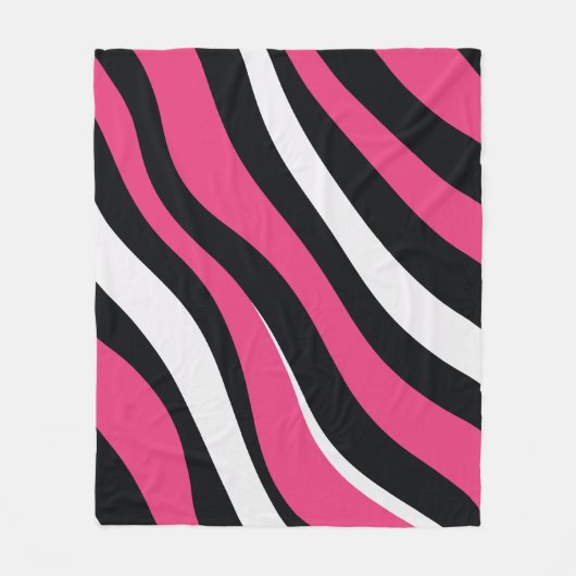 Roze en Zwarte Zebra Stripes Fleece Deken (Voorkant)