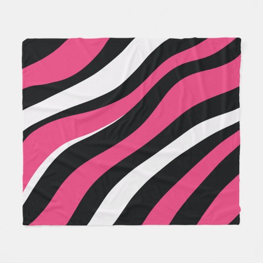 Roze en Zwarte Zebra Stripes Fleece Deken (Voorkant (Horizontaal))