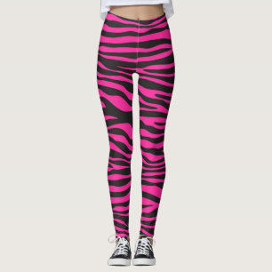 Roze en Zwarte Zebra Stripes Leggings